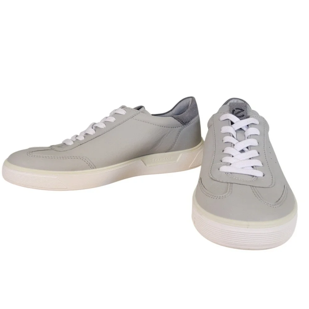 ECCO Mens Traytech Low Top Sneakers Grey Leather Lace Up Casual Sz 7.5 US G567